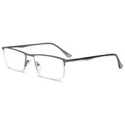MAGIMODAC Anti Blue Light Reading Glasses Metal Spring Hinges Halframe Classic Blue Light Blocking Eyeglasses Eyewear Readers (Gray, +1.0)