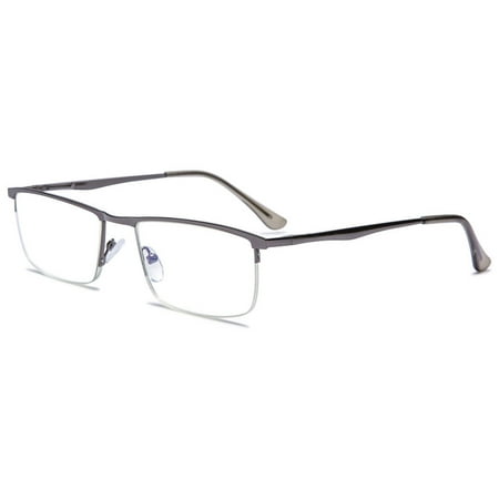 MAGIMODAC Anti Blue Light Reading Glasses Metal Spring Hinges Halframe Classic Blue Light Blocking Eyeglasses Eyewear Readers (Gray, +1.0)