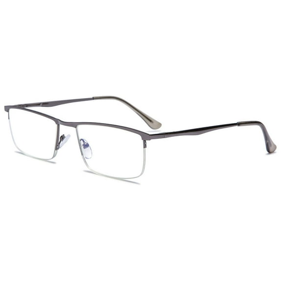 MAGIMODAC Anti Blue Light Reading Glasses Metal Spring Hinges Halframe Classic Blue Light Blocking Eyeglasses Eyewear Readers (Gray, +1.0)