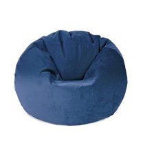 Lotus Lounge Chair Medium Round Bud Velvet Bean Bag Cover - 27.5" x 27.5" - Denim Blue