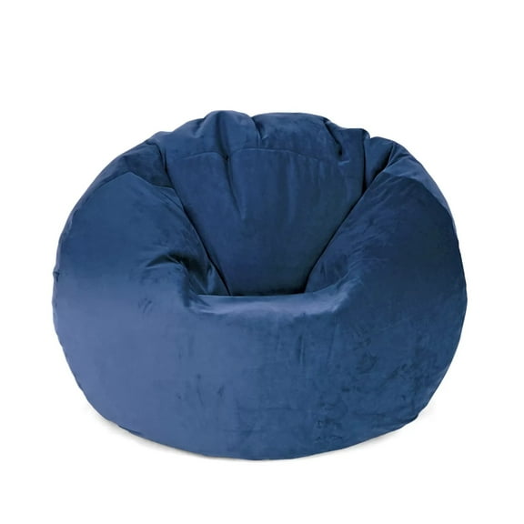 Lotus Lounge Chair Large Round Leaf Velvet Bean Bag Cover - 39.25" x 39.25" - Denim Blue