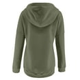 thumbnail image 5 of Ediodpoh Womens Solid Color Hooded Long Drawstring Pocket V-Neck Button Detail Pullover Casual Sweatshirt Lined Top Womens Hoodies Green XXXL, 5 of 6
