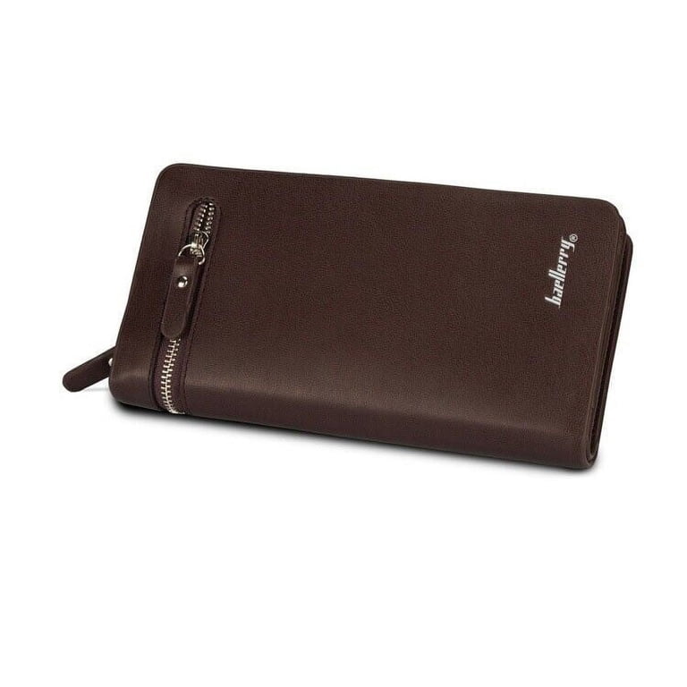 Men's Bifold Leather Zip Coin Long Wallet Multi Card Holder Purse