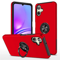 Entronix Heavy Duty Ring Case Designed for Galaxy A06, Shockproof Slim Fit Kickstand, Red