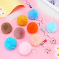 thumbnail image 3 of Bola de peluche de conejo perezoso de imitación con llavero, embrión, pompón de piel artificial esponjoso, llavero, accesorios de joyería, 3 of 5