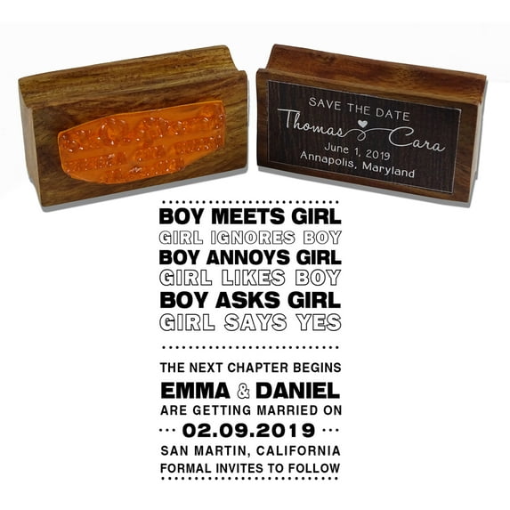 Printtoo Custom Formal Wedding Invitation With Date Personalized Wood Mounted Rubber Stamp