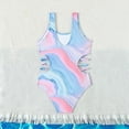 thumbnail image 4 of NOLDARES Girls Adjustable Ties One Piece Swimsuit Sweet Floral Print Ruffled Bathing Suit Swimwear(Blue,11-12 Y), 4 of 7
