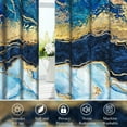 thumbnail image 3 of 2 Panels Blue Marble Blackout Curtain for Bedroom,Abstract Blue Gold Grommet Drapes for Living Room,52x84 Inch, 3 of 7