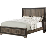 King Size Bed Frame with High Panel Headboard, Modern Farmhouse Style in Oak Finish for Master Bedroom