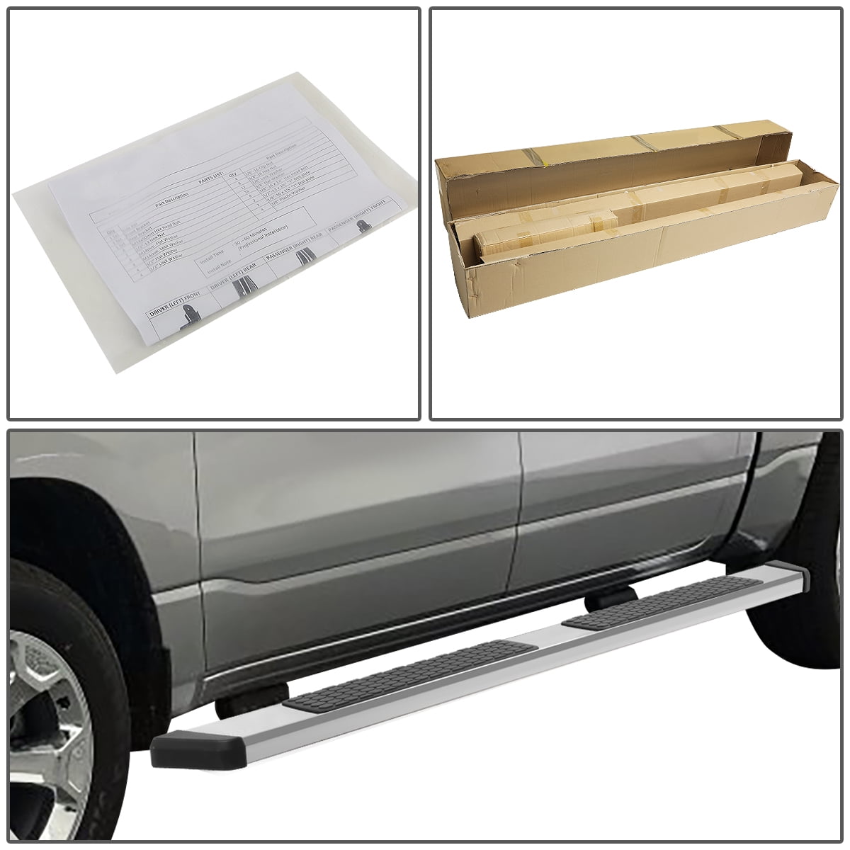 DNA Motoring 5.5" Chrome Side Step Nerf Bars Running Boards for 2007-2021 Toyota Tundra Crewmax Cab