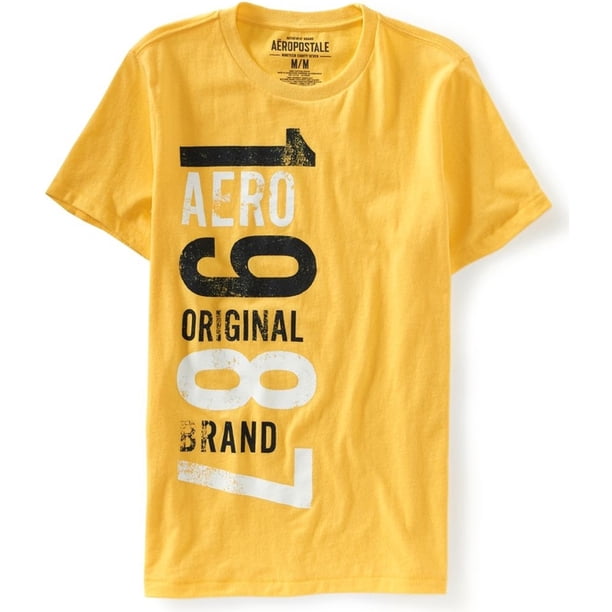 Aeropostale Mens Original 1987 Weathered Graphic T-Shirt, Amarillo, Small Aeropostale Camiseta gráfica