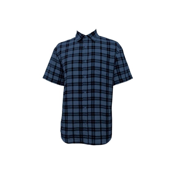 Camisa George Para Hombre Cuadros Grandes Manga Corta Talla G Azul con Negro