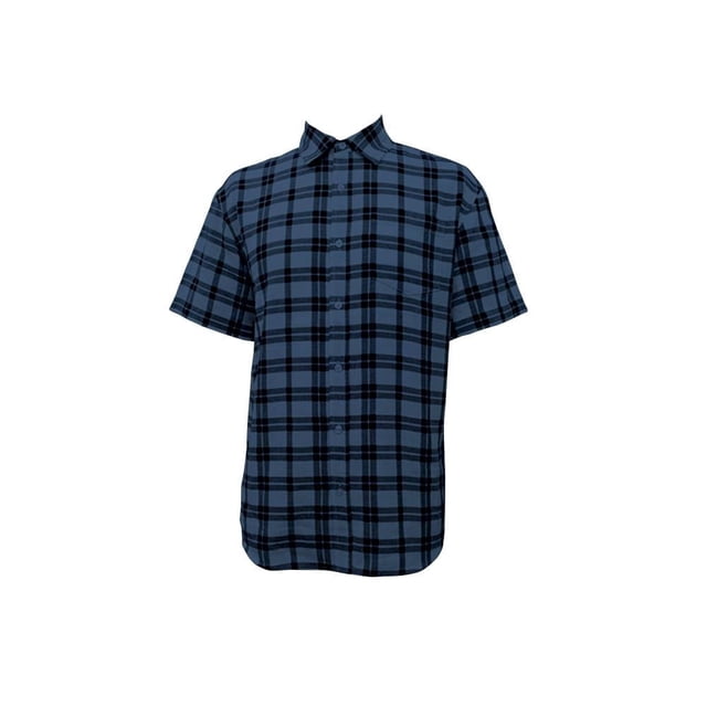 Camisa George Para Hombre Cuadros Grandes Manga Corta Talla G Azul con Negro