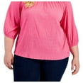 thumbnail image 3 of Tommy Hilfiger Womens Featured Peasant Blouse, Pink, 1X, 3 of 3
