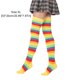 thumbnail image 3 of Sonducket Paquete de 2 calcetines a rayas de talla grande hasta el muslo, transpirabilidad, apariencia única y flexible, calcetines antideslizantes, Medias arcoiris amarillo, 3 of 6