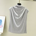 thumbnail image 2 of Sleeveless Casual Tops for Women Turtleneck Sleeveless Cotton Solid Loose Tunic Tee Shirt Tank T Shirts Basic Tee Tops, 2 of 6