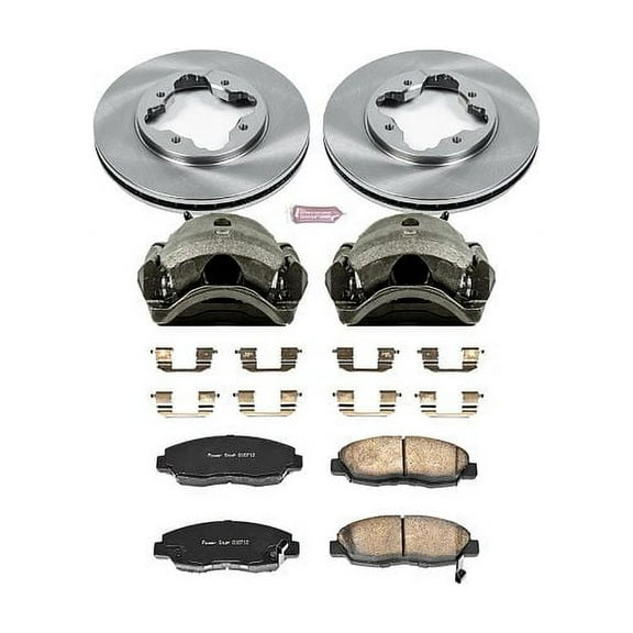 PowerStop Front Stock Replacement Brake Pad and Rotor Kit with Calipers Fits: ACURA HONDA Select Models KCOE697