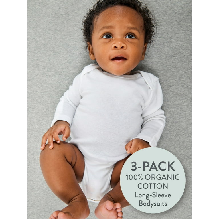 Honest Baby Clothing Baby Boy or Girl Gender Neutral Organic Cotton Long  Sleeve Bodysuits, 3 Pack (Preemie-24 Months)
