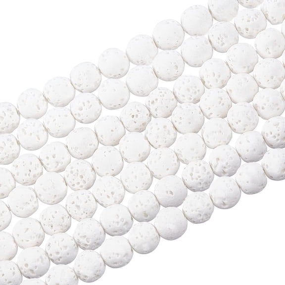 610pcs 6mm White Lava Beads Dyed White Synthetic Lava Stone Beads Oil Diffuser Beads Chakra Bead Round Loose Beads Energy Beads White Gemstone Beads Bulk Lava Beads DIY