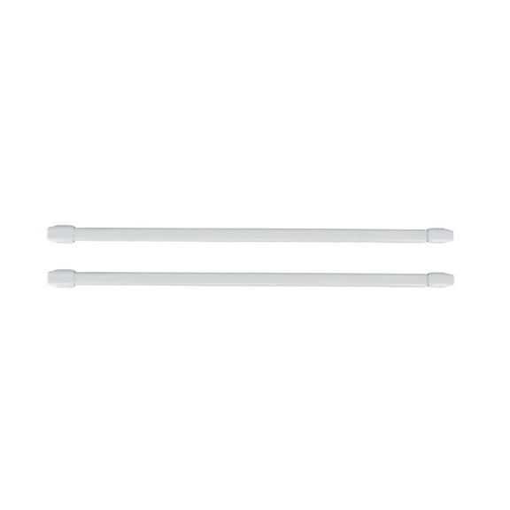 Evideco Small Flat Cafe Curtain Rod Set of 2, Adjustable, White, 16"-24"