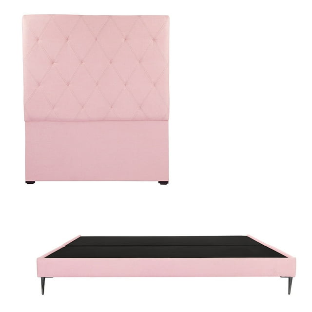 Cabecera King Size Oporto Rosa+ Box Base Cama Slim King Size