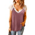 thumbnail image 2 of ABPHQTO Top de punto con encaje y mangas casquillo para mujer, 2 of 5