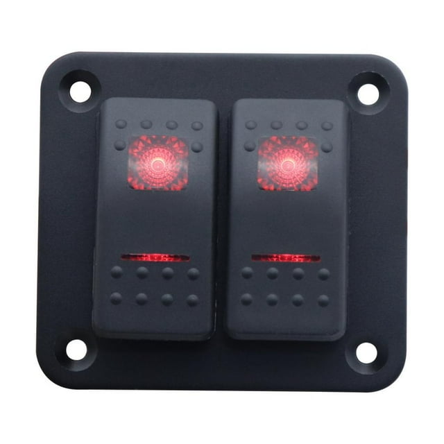 Panel de interruptor Baoblaze 12 V/24 V 2 marchas LED retroiluminado rojo resistente al agua