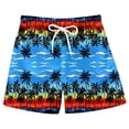 thumbnail image 3 of Krdevn Boys Swim Trunks Tropical Sunset Palm Tree Print Bathing Suit Board Shorts with Drawstring Size:3-4 Years, 3 of 4
