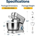 thumbnail image 6 of SPECSTAR 4.75 Quart Stand Mixer, 8 Speed Kitchen Electric Food Mixer, Household Stand Mixer for Baking, Cake, Bread with Beater, Dough Hook, Wire Whip and Egg Separator, Silver, 6 of 9