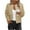 Khaki, variant on FAHXNVB Women Bomber Jacket Casual Button Down Crewneck Varsity Jackets with Pockets Fall Loose Fit Long Sleeve Shackets Jackets