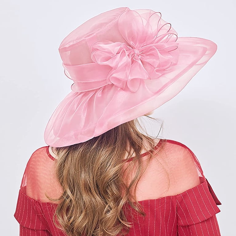 Women Girl Tea Party Fascinator Hat Organza Veil Dress Hat Cap, Red 2026 Derby Hats for Women Girls Ladies, Organza Church Tea  main image 4