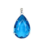 Gemhub 80Ct. Pear Cut Blue Topaz Gemstone Pendant 925 Silver Pendant, Blue Gemstone December Birthstone Pendant for Girls