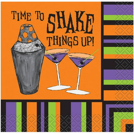 Time To Shake Things Up Halloween Paper Cocktail Napkins, 5 in, 16ct