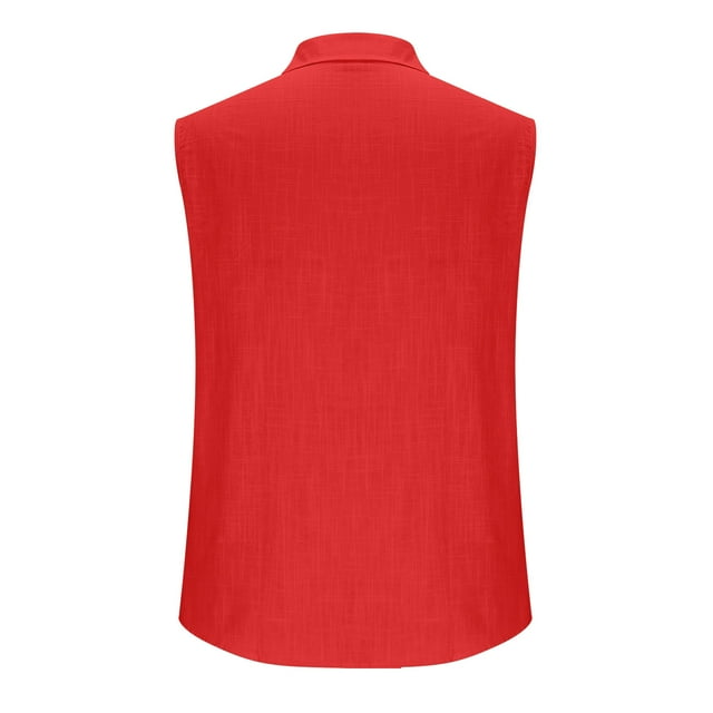 Yuyuzo Mens Sleeveless Button down Shirts Cotton Linen Summer Beach Basic Tank T-Shirt Tops