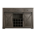 thumbnail image 3 of FESTIVO Wine Bar Cabinet w/Sliding Barn Door, 60" Kitchen Coffee Bar Cabinet w/Wine & Glass Rack, Storage Shelves, 3 Drawers, Rustic Large Buffet Sideboard for Dining Room, Brown Color, 3 of 7