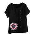 thumbnail image 3 of Generic Independence Day Shirts for Womens American Flag Sunflower Shirt Short Sleeve T Shirts Button 4th of July Shirts, 3 of 3