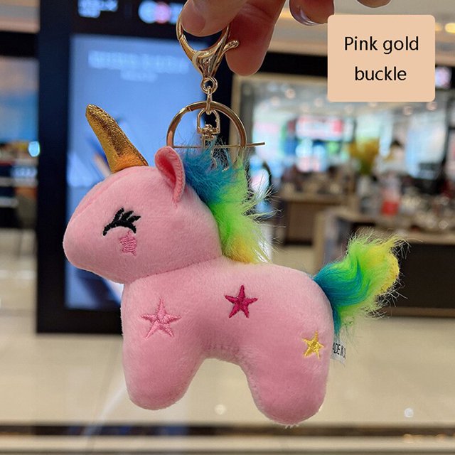 Mini llaveros colgantes de dibujos animados para niños y niñas, llaveros de unicornio, peluche suave, Animal Popular, caballo, juguete colgante