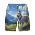 thumbnail image 4 of Lsque Mens Swim Trunks Blue Sky Dog Pattern - Bathing Suit Compression Liner - Beach Swim Shorts Swimwear - (S-3XL) - Stretch Quick Dry -3X-Large, 4 of 9
