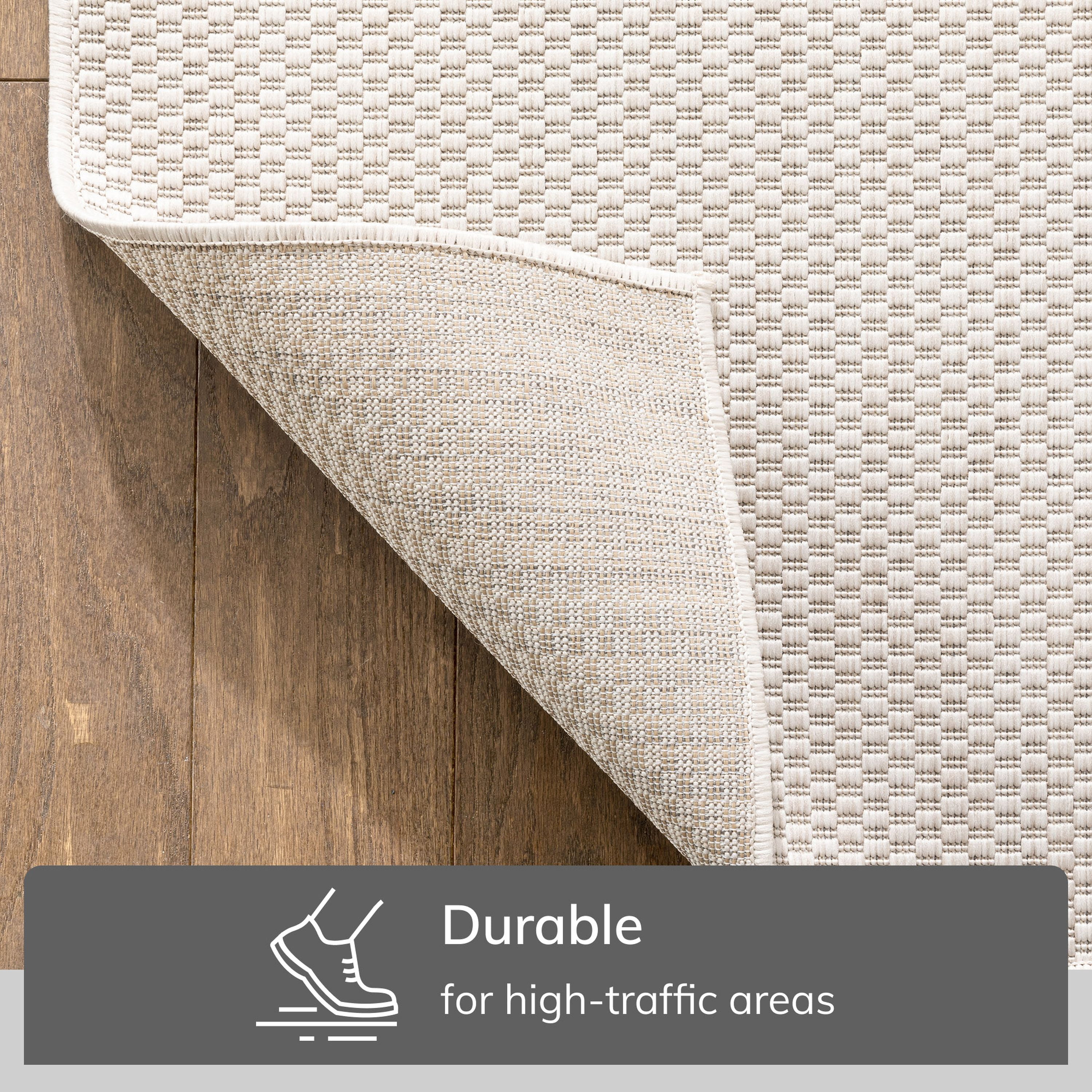 Well Woven Leifen Ivory Indoor / Outdoor Flat Weave Pile Solid Color Pattern Area Rug 5x7 (5'3" x 7'3")