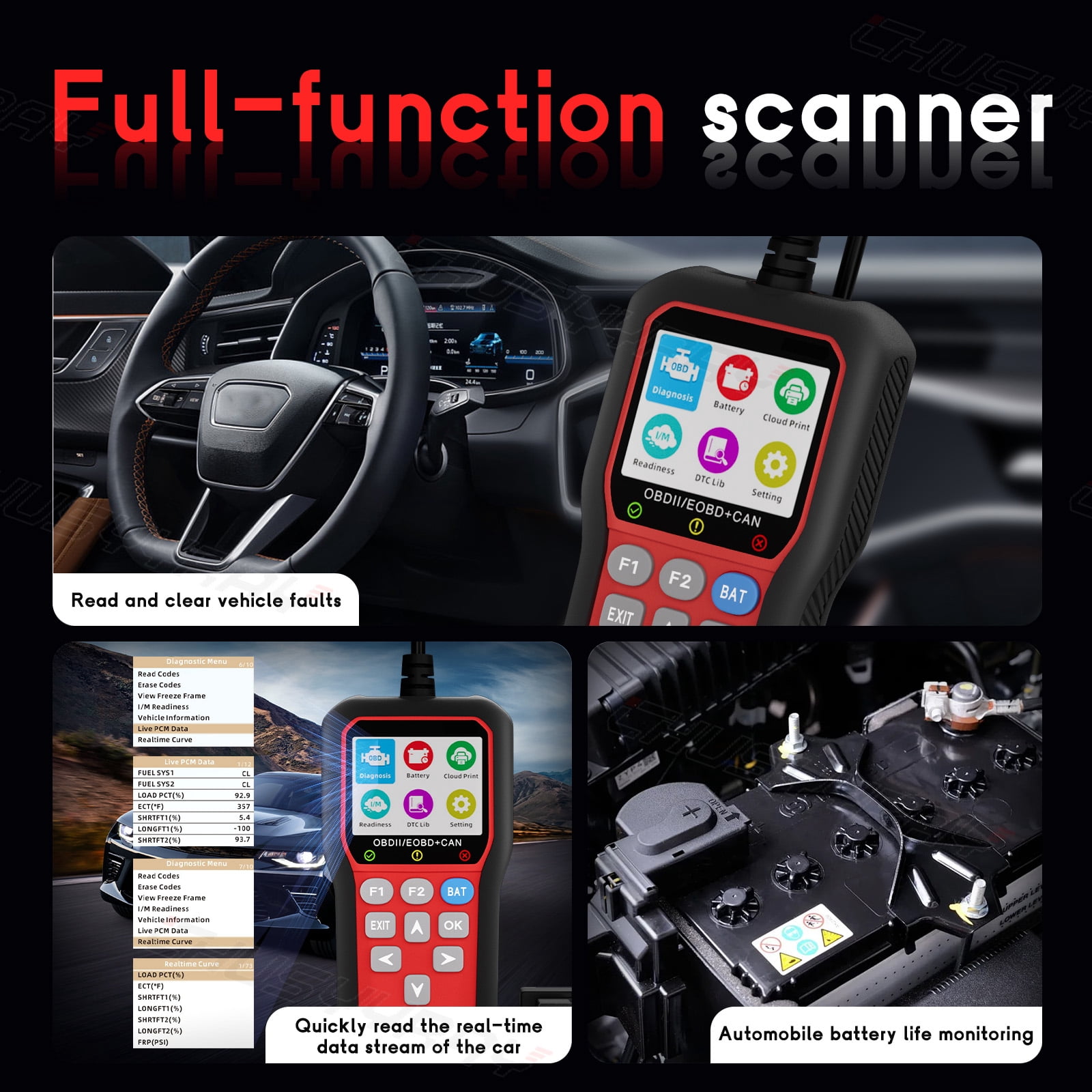 CHUSYYRAY Two-in-one OBDII Scanner Car Code Reader For Honda Odyssey