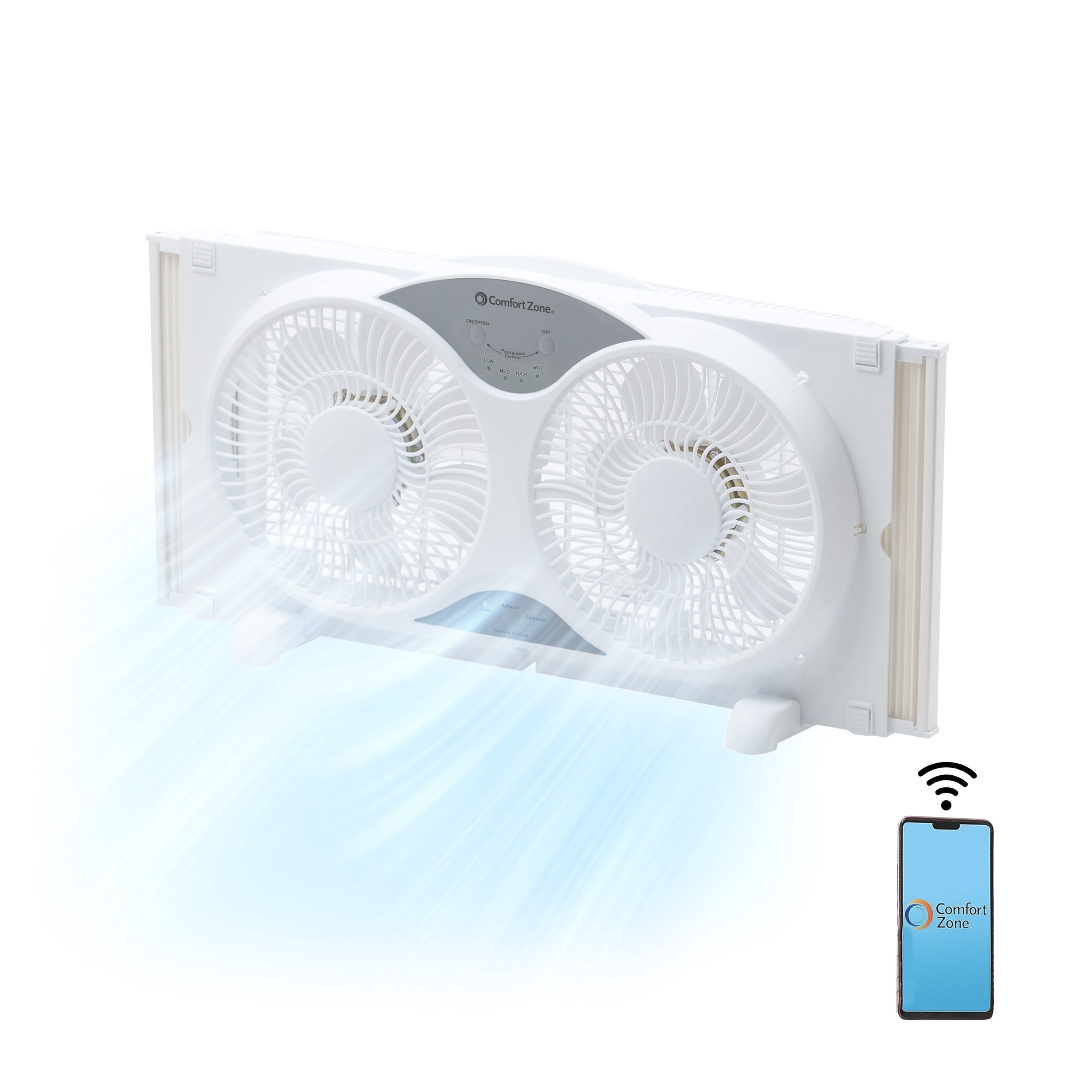 WindCore FANSET ファンセット ホワイト Comfort Zone, Window Fan, 9 inch, Reversible Twin with Remote