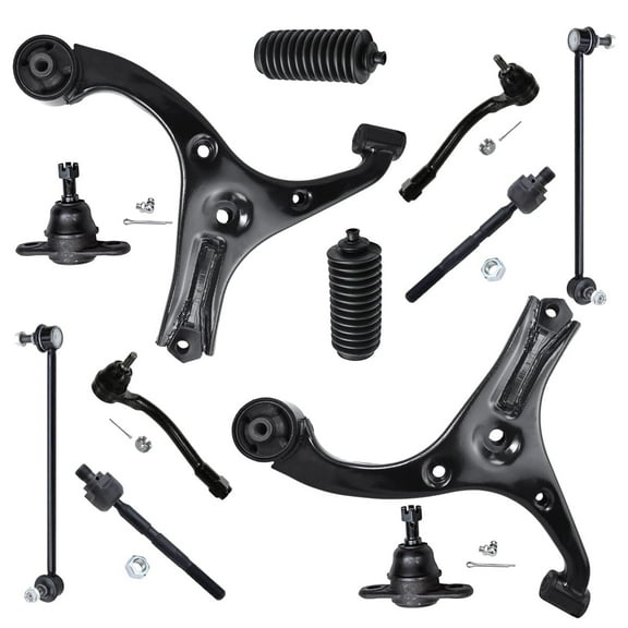 Detroit Axle - Front Lower Control Arms w/ Ball Joints   Sway Bars   Tie Rods w/ Boots Replacement for 2006-2011 Kia Rio Rio5 - 12pc Set