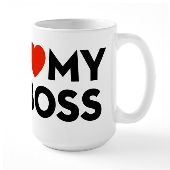 CafePress - I Love My Boss - 15 oz Ceramic Large White Novelty Mug