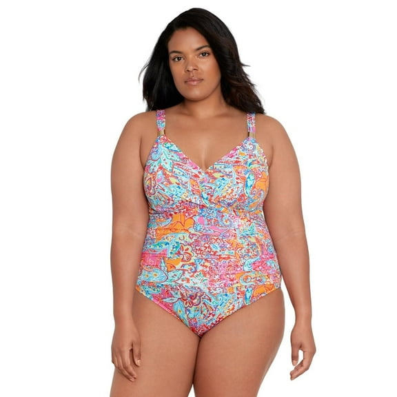 Lauren Ralph Lauren Women's Plus Size One-Piece Swimsuit Amara Patchwork, 16W