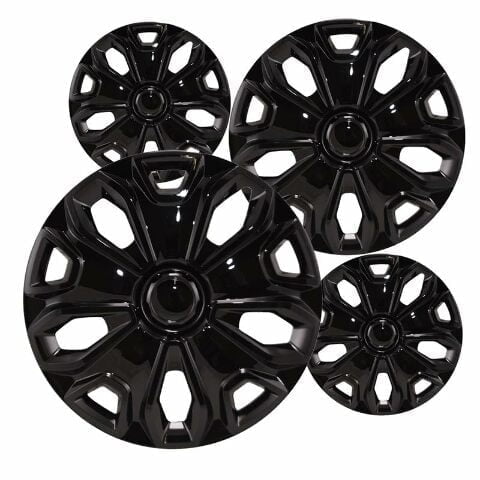Fuel Rider Set of 4 16 inch Black Snap-On Hubcaps Compatible With Select Year Models for Ford Transit 150 250 350 Base 150 XL XLT PTV PTV Steel Wheels