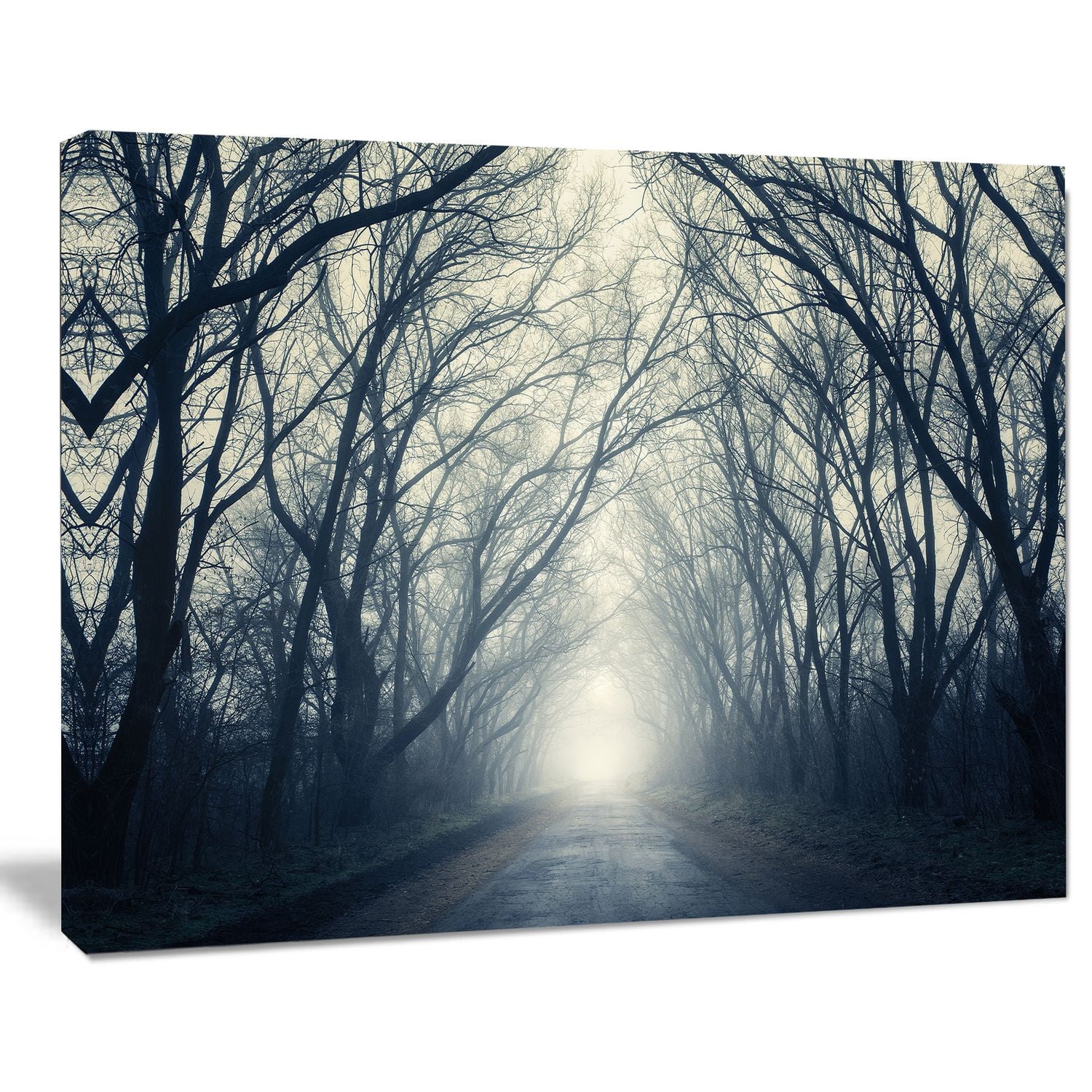Design Art Dark Autumn Forest in Fog Modern Photography Canvas Print