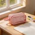thumbnail image 7 of Minimalist Transparent Large Capacity Pencil Pouch, Slim Portable Waterproof Fabric Stationery Organizer Bag for Students Office Travel, 21.5x12.5x9cm, 1 Pack, 7 of 7