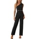 thumbnail image 2 of INSPIRAR CHIC Mono de un hombro para mujeres, vestido sin mangas, con cinturón, pantalones anchos, color negro, talla XL, 2 of 6
