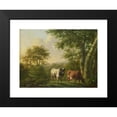 thumbnail image 2 of Adolf Karel Maximiliaan Engel 18x15 Black Modern Framed Museum Art Print Titled - Landscape with Cattle (1827), 2 of 5