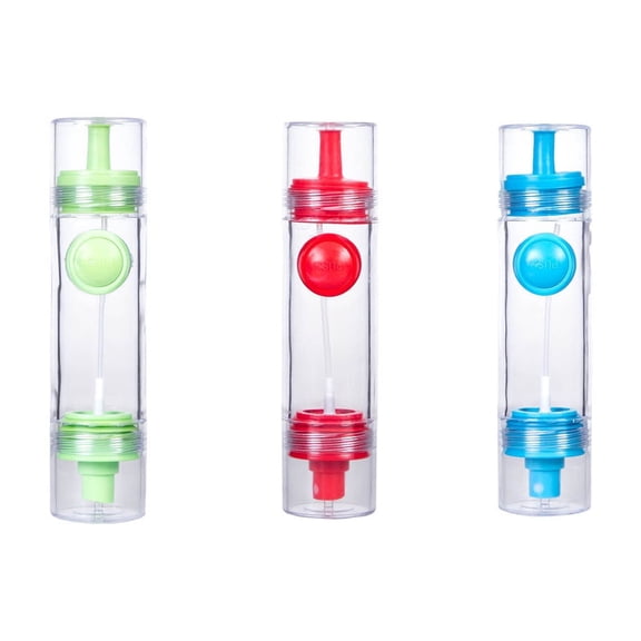 2-in-1 Oil Spray Bottle & Pour Dispenser | Food Grade Plastic | Leak Proof, BPA-Free, Transparent | Easy Clean | Red Blue | Energy-Saving Seasoning Jar | Spray & Pour for Sunflower Oil, Vinegar, Soy